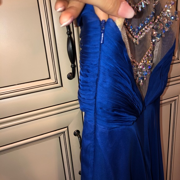 Rachel Allan- Royal blue empire jewel prom dress - Picture 7 of 8
